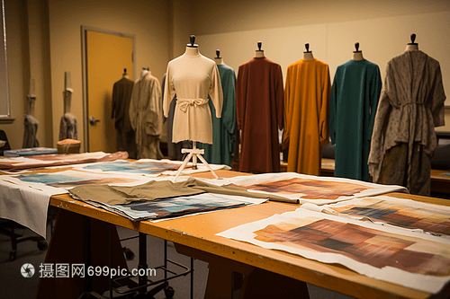 织造之诗 服装工作室里的面料样本与服装制作